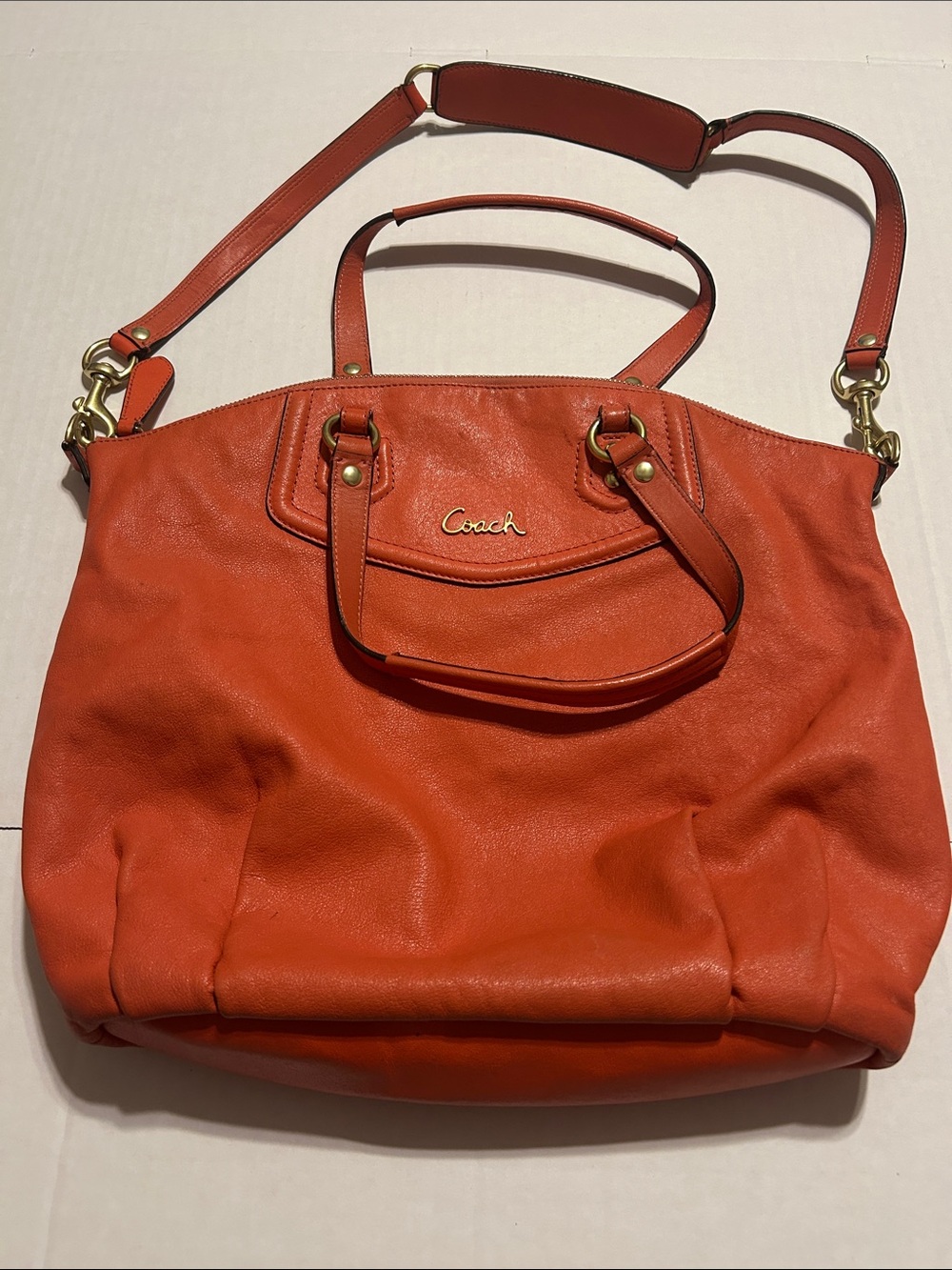 Authentic Coach Ashley Satchel F19247 Pink Coral Color, Gold Hardware